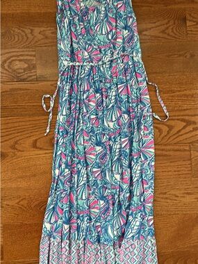 Lilly Pulitzer Girls Colorful Nautical Print Maxi Dress - XL